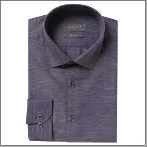 [란체티](하남점) 남성 가을 와인 가로 줄무늬 스티치 슬림핏 긴소매셔츠 LUF4106WI
