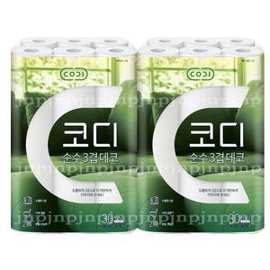 코디 순수 3겹 데코 30m 30롤x2팩