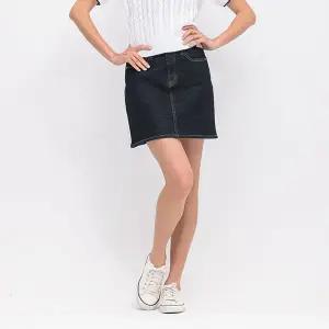 여성) 시즌리스 빈티지 노말워싱 세미A라인 4부 스커트_AN5DDK971-VN