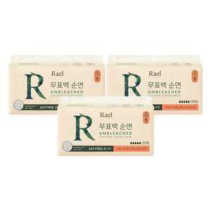 라엘 무표백 순면 생리대, 오버나이트, 8P, 3개