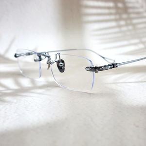 글라스렌 긱시크 티타늄 무테안경 남자 여자 금테 은테 투명 안경 라운드사각 블루라이트차단 TGL05