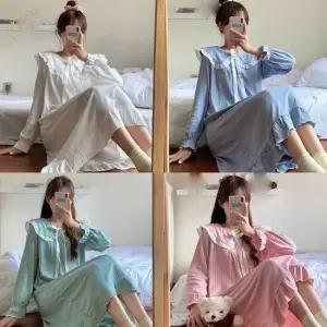 에리카 여성 원피스잠옷 홈웨어롱원피스 공주 레이스 봄가을 파자마 실내복