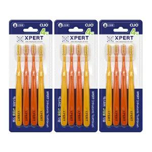 크리오 엑스퍼트 교정용 고탄성 슬림헤드 라운드모 칫솔 4입, 3개