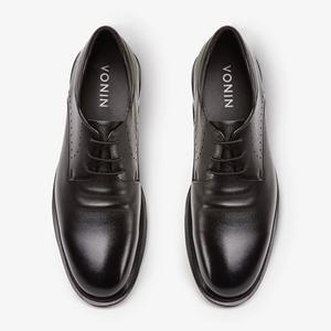 보닌 천연소가죽 발편한 스판 스트링 볼륨 광폭 사피아노더비 구두HD033BK