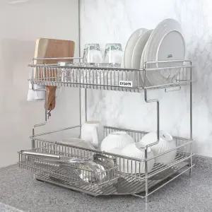 에쿤 정품 고급 올스텐 304 주방 설거지 그릇 정리대 싱크대 컵 선반 2단 물빠짐 식기 건조대