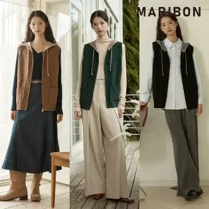 마리본 후드 니트베스트 2종 (블랙공통)