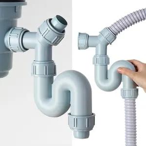 싱크대 하수 배관 교체용 플라스틱 S트랩 연결구 싱크대부속 배수관