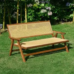 원목 라탄 야외 테라스 피크닉 벤치 앤틱 빈티지 카페 2인용 의자 스트레이트손잡이