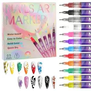 네일아트마카펜 0.5mm 12색 세트 / 셀프네일 데코펜 드로잉펜 아트펜 디테일디자인펜