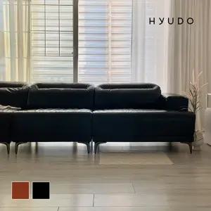 지정일배송/무료설치ㅣ휴도 2030 모듈형 헤드틸팅 카멜 블랙 가죽 소파 3인