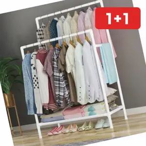 2단 스탠드 행거 튼튼한 드레스룸 헹거 조립식 옷수납 1+1