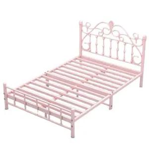 철제공주침대 프레임 핑크 원룸 침대틀 인테리어