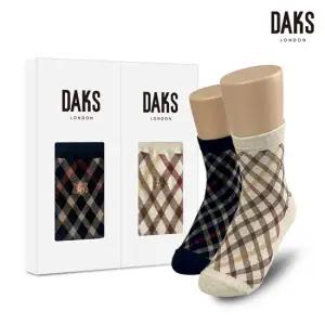 닥스양말 숙녀2족 선물세트 면중목 얇은사선체크 26404
