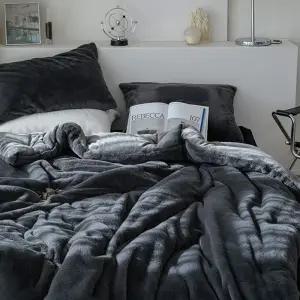 무배당출 큐 겨울 밍크 극세사 이불베개세트 Q 차콜 침구 베딩
