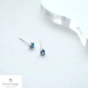 [실버링고]실버925 3월탄생석귀걸이 타이니아쿠아E