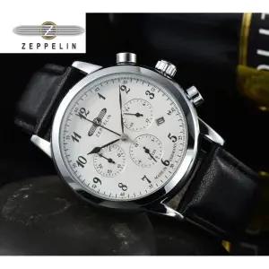 남자 여성 손목 시계 Zeppelin 패션 남성 스포츠 비즈니스 석영 럭셔리 블랙 가죽 팔찌 캐주얼