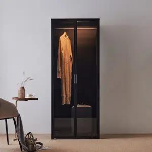 동서가구 블루밍 철제 드레스룸 800 싱글 행거형 기본 강화유리도어 수납장 DF926858