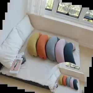 바나나쿠션 라벤더 순면 누빔 반달 미용실 독서 쇼파 쿠션(중형)