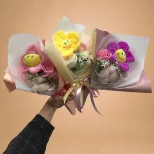 신학기 미니 스마일꽃 인형 꽃다발 조화 입학 졸업 생일 기념일 어린이집 유치원 초등학교