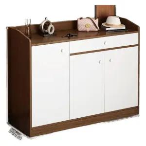 현관 4도어 월넛 수납 실내 캐비닛 원목 코너형 대용량 신발장 미닫이