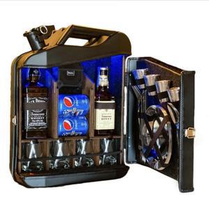 맞춤형 20L 블랙 무광 금속 제리캔 미니바 (나무 포함) 가정용 캐니스터 아버지의 날 선물