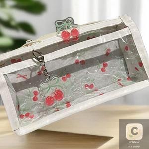 대용량 투명 체리 필통 학용품 수납 가방