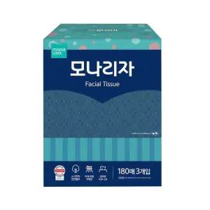 모나리자 각티슈 미용티슈 (180매 3입)/갑티슈/곽티슈/미용/티슈/휴지/화장지/곽휴지/뽑아쓰는/사무실
