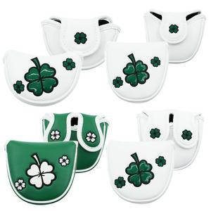 1pc 퍼터 커버, '클로버' 패턴 골프 퍼터 커버, 보호 골프 클럽 커버 및 말렛 퍼터 커버