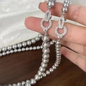 유니크초커 패션 쉘비즈 흑진주 지르코니아 포인트 고리 목걸이