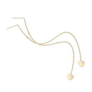 [하프클럽/]정품 14K GOLD 골드 큐빅 하트 롱 체인 귀걸이
