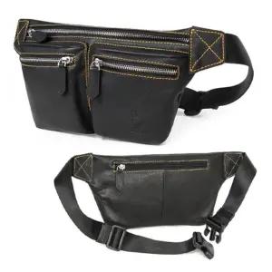 MIC CORN 여행시 실용적 디자인 캐주얼 가죽힙색 허리파우치 흽색 힙백 허리힙색 남성가방 힙색가방 허리색