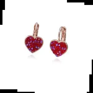 학생귀걸이 레드 오스트리아 크리스탈 귀걸이(로즈골드) E342