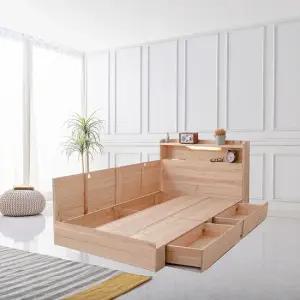 편백나무 원목 LED 멀티수납 서랍형 침대프레임 싱글.슈퍼싱글.더블.퀸
