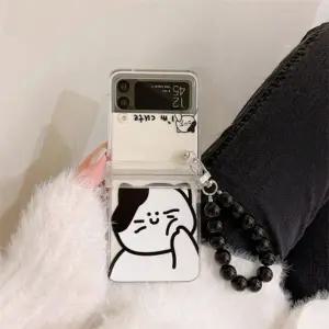 유니블링 갤럭시 z플립 3 4 캐릭터 비즈 힌지보호 스트랩케이스