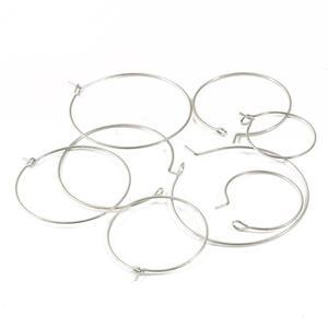 금속 와이어 원형 귀걸이 비즈 후프 골드 실버 도금 와인 글라스 참 링 DIY 보석 제작 결과물 50개