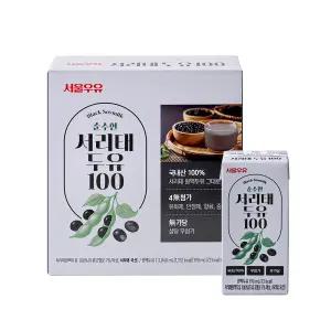 서울우유 순수한 서리태 두유 100 190ml 16팩-쥐눈이콩 검은콩 약콩 두유