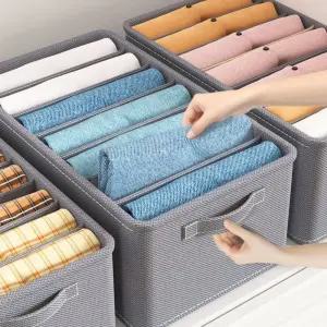 부직포 페브릭 접이식 수납함 칸칸이 바지 의류 정리 옷보관함