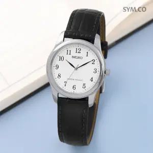 세이코 SCXP033 스피릿 슬림 라운드 쿼츠 아날로그 남자 가죽 시계 d