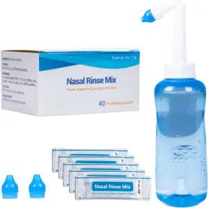 콜드파 시누이 린스 병 키트 - 40개의 식염수 패킷이 포함된 부드러운 노 코 세척 및 를 위한 쉬운 압착