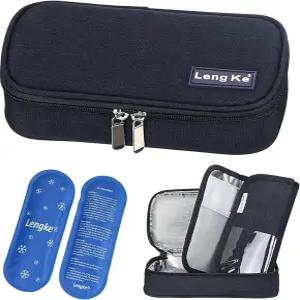 유셰어 인슐린 여행 케이스 - 성 펜 및 냉각 스 팩 2개가 포함된 바이알 보관용 단열 약물 쿨러 가방(블랙)