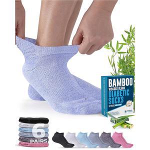 남성을 위한 닥터스 셀렉트 비스 대나무 발목 양말 6켤레 매우 부드럽고 결속력이 없으며 와이드