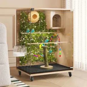 대형 새장 앵무새 케이지 아크릴 투명 하우스 새집 애완조 펜션 새용품 놀이터