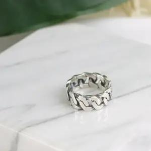 순은 실버 925 굵은 엔틱  체인 남자 여자 커플  은반지