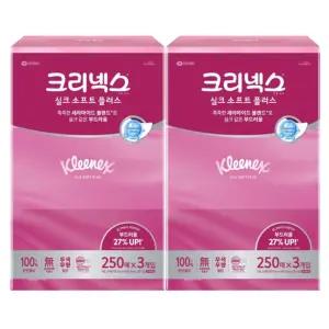 유한킴벌리 크리넥스 실크소프트 250매 3개입 x 2팩 /각티슈