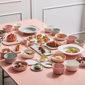 [퀴진드마망]라씨에뜨 온반 6인 31P 우윳빛 하늘빛 복숭아빛 홈세트 그릇세트