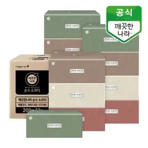 깨끗한나라 딥무드 오로라 미용티슈 200매 12입