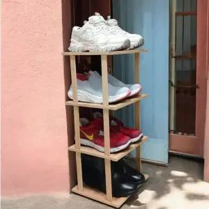 슬림 좁은 현관 간이 신발정리대 틈새 원목 실내화 수납 선반 거치대