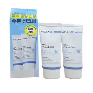 웰라쥬 리얼 히알루로닉 블루 선크림 50ml 2개 / 수분자차 클링차단 진정 수분