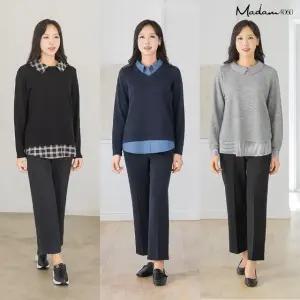 (강력추천) 25FW 마담4060 블라우스 레이어드 니트 3종