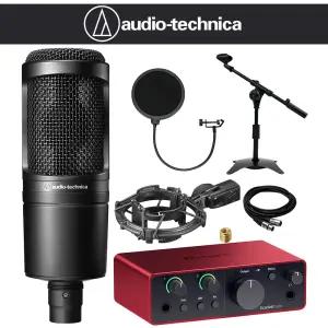 오디오테크니카 AT2020 콘덴서마이크 포커스라이트 스칼렛솔로 4세대 쇼크마운트 탁상용T자 스탠드